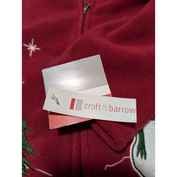 Croft & Barrow Red Fleece Zip Jacket Winter Snowman Holiday New Women's Plus 1X - Picture 9 of 10